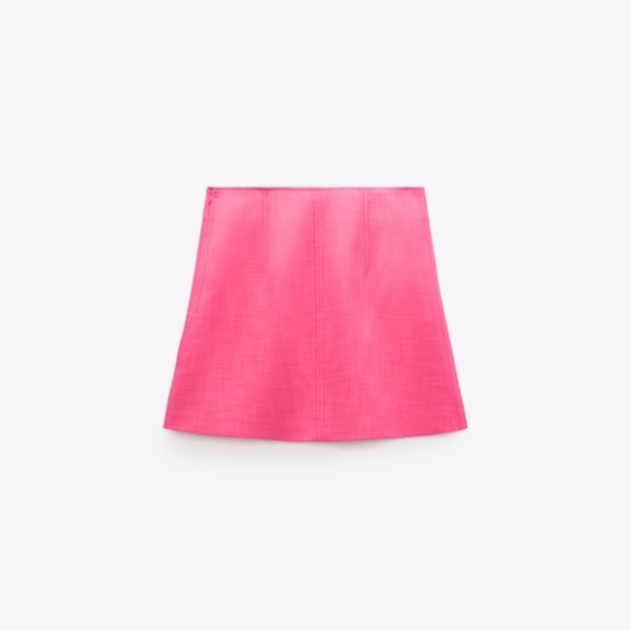 NWT ZARA HIGH-WAISTED SHORT SKIRT Fuchsia - Picture 3 of 4